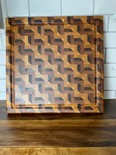 Load image into Gallery viewer, Premium Endgrain Walnut-Maple Cutting Board with Geometric Stair-Step Design