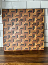 Load image into Gallery viewer, Premium Endgrain Walnut-Maple Cutting Board with Geometric Stair-Step Design
