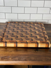 Load image into Gallery viewer, Premium Endgrain Walnut-Maple Cutting Board with Geometric Stair-Step Design