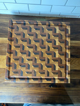 Load image into Gallery viewer, Premium Endgrain Walnut-Maple Cutting Board with Geometric Stair-Step Design
