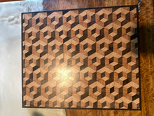 Load image into Gallery viewer, Premium Endgrain Wenge/Sapele/Cherry Cutting Board featuring a Mesmerizing Geometric 3D Square Hexagonal Design