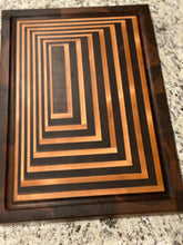 Load image into Gallery viewer, Premium Endgrain Walnut-Maple Cutting Board with Geometric Maze Design