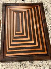 Load image into Gallery viewer, Premium Endgrain Walnut-Maple Cutting Board with Geometric Maze Design